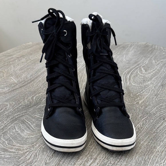 Keds Women's Black High-Top Leather & Canvas Sneaker Boot with White Trim - Picture 3 of 10